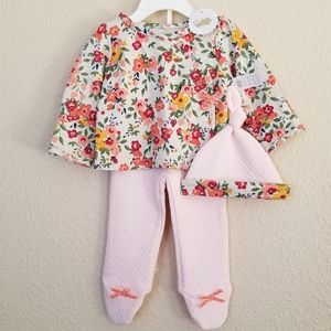 NWT Mud Pie Secret Garden Baby Girls Floral Blue Kimono Romper Sleeper